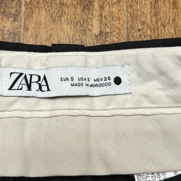 Zara Wide Leg Cropped Pants Women's Small US 26 Black High Waist Career Casual - Picture 3 of 4